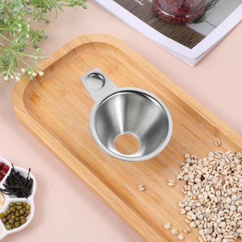 304 Stainless Steel Spice Funnel with Handle, Wide Mouth Canning Funnels Collection Kitchen Spice Jar Oil Bottle Funnel Spill-Free Metal Funnels for Salt Pepper Condiment Sauce 0.91" Bottom