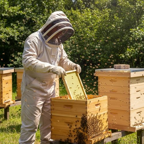 10 Frame Deep Brood Box Langstroth Bee Hive Box Dipped in Beeswax, Sections of Wood for Beehives Include Beehive Frames and Wax Foundations, 10 Pack(Green Unassembled) | Unassembled 100% Dipped in Beeswax Thickness 20 Mm - size: Deep 10pack