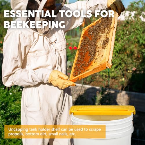 Uncapping Tank Holder, Fit in 5 and 6 Gallon Bucket Honey Uncapping Tank Holder, Beekeeper Flat Honey Shelf for Hive Cleaning Tool, Plastic Honey Bucket Scraper Tool