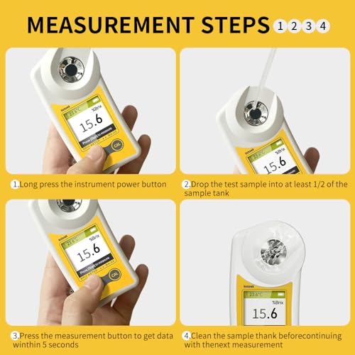 Digital Brix Refractometer Flagfront brix Meter Refractometer USB C Charging Automatic Temperature Compensation Brix Refractometer Range 0-55%,±0.1% Precision(English Keyboard)