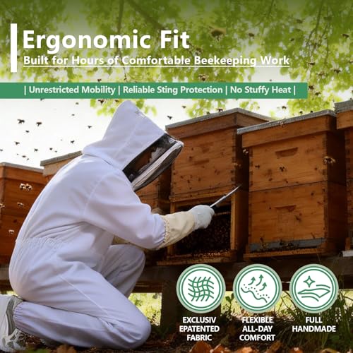 ANDES Sting Proof Bee Suit with Gloves & Fencing Veil, XL(Fits 5'11"-6'3") | Professional Beekeeper outfit Kit, Wasp Resistant, Unisex, for Apiary Backyard Halloween, Beginner & Pro - size: X-Large