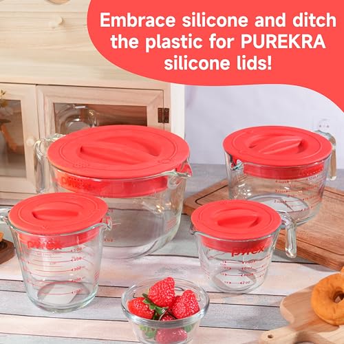 4 Pack Silicone Replacement Lids, Respectively Fits Pyrex 1-Cup, 2-Cup, 4-Cup & 8-Cup Tempered Glass Liquid Measuring Cups, Reusable & Food-Grade, Dishwasher & Microwave Safe (Cups not Included) - size: Lids For 1-Cup & 2-Cup & 4-Cup & 8-Cup