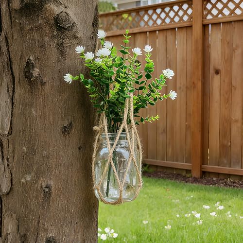 5 Pack Mason Jar Hanging Net, Handwoven Rope Mesh Hanger, Rustic Decorative for Wide Mouth Mason Jar, Ball Pint Jar, and Canning Jars