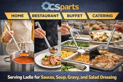 OCS Parts 0.5 Ounce 10-7/8" Stainless Steel Culinary Ladle | One-Piece Dishwasher Safe Home, Restaurant, Buffet and Catering Serving Ladle for Sauces, Soup, Gravy, and Salad Dressing - size: 0.5 Ounce