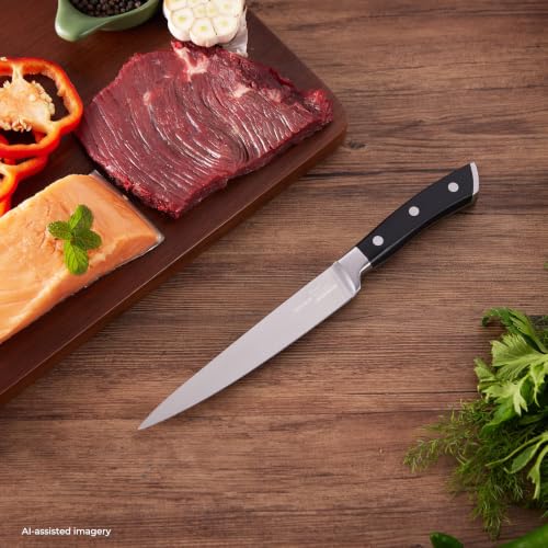 OAKSWARE 5.5 Inch Kitchen Utility Knife, German High Carbon Stainless Steel | Razor Sharp Full Tang Forged Meat Trimming & Sandwich Knife, Prep Knife & Small Chef Knife for Fruits, Cheese, Veggies, Herbs