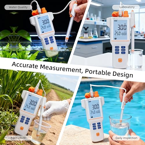PH310T pH Meter Digital Touchscreen Portable IP65 Waterproof ±0.01pH Accuracy Slope Diagnosis 1000 Sets Storage for Drinking Water Pool Aquarium Lab Testing - style: Touchscreen Field Model