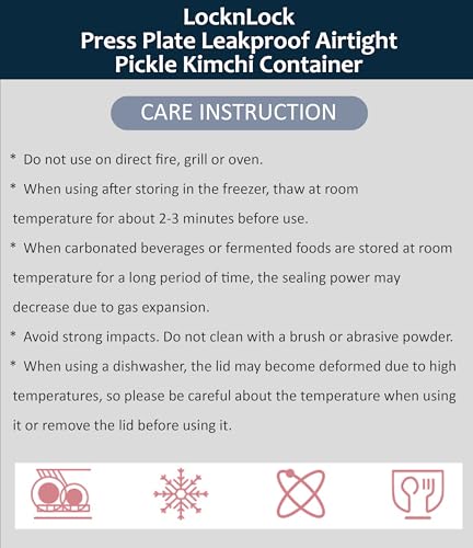 Lock & Lock BPA Free Rectangular Pickle Kimchi Press Ferment Storage Container (3.6L)