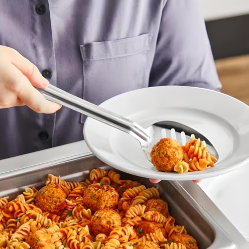 OCS Parts Professional Series Slotted Long Handle Cooking Spoon | Stainless Steel Stirring and Basting Spoon for Home and Commercial Kitchens | Perfectly Drains Liquid and Sauces - size: 11-Inch