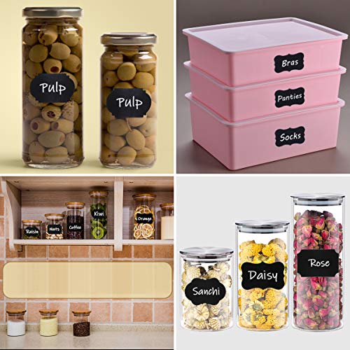 Wisdompro 190 Pcs Chalkboard Labels, Waterproof Blackboard Stickers | Multiple Sizes, Durable Vinyl, Reusable, Removable, for Storage Bins, Food Container, Mason Jars, Bottles - size: Small, Medium