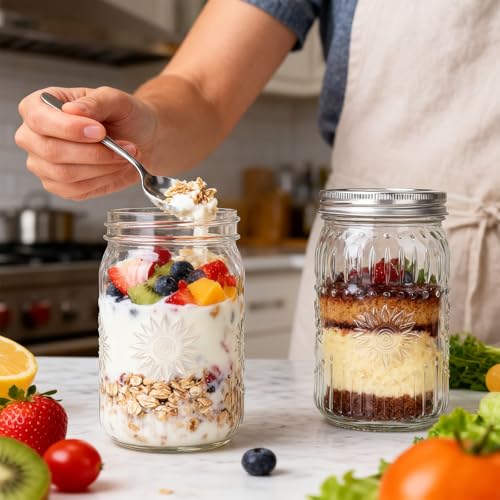 CycleMore 9 Pack 32oz Large Mason Jars with Metal Lids & Bands, Wide Mouth Canning Jars, 1 Quart Jars for Crafts & Homemade Gifts - size: SunFlower - 32oz - 9 Pack