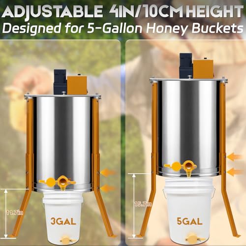 Electric Honey Extractor Plus with PMSM Motor, Dual Tangential/Radial Drum Spinner Fits 4 Deep/8 Medium Radial/Up to 12 Medium Hybrid Frames for Farm Beekeeping Honey Harvest