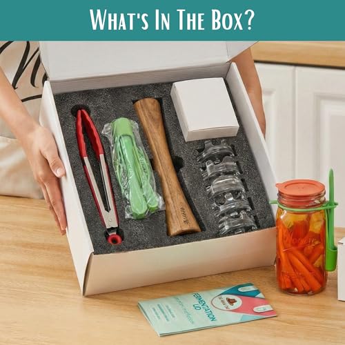 Advanced Fermentation Kit - Pickle Kit, Sauerkraut Making Kit Kimchi Container - Fermentation Airlock Lids for Wide Mouth Mason Jars by The Amish Chef - size: Advanced Kit