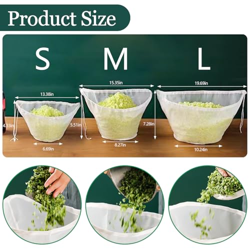 Cheese Cloth Bag For Straining, Nut Milk Bag - Reusable Straining Bags For Nut Milk, Soy Milk, Dumpling Fillings, And More (3, S) (3, L) - size: L