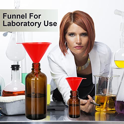 KongNai 4 Pieces Plastic Funnel Set for Kitchen and Automotive Use, Mini, Small, Medium and Large Funnel for Filling Bottles, Canning, Cooking, Lab or Car Oil Funnels (Red) - color: Red