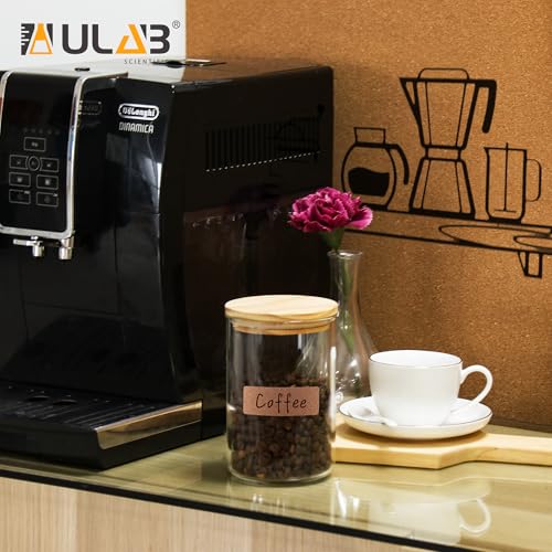 ULAB 3.5mm Thick Glass Food Container Set with Lid, 4PCS of 14.9 OZ, 1 PC of 36.5 OZ Clear Storage Jar, Glass Airtight Canisters set for Cookie, Pasta, Coffee Beans, USJ1004 - color: 14.9oz-4pcs&36.5oz-1pc