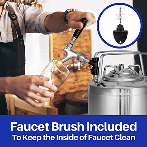 TMCRAFT Stainless Steel Core Beer Faucet Polished Chrome-Plated Brass Beer Tap with Liquid Ball Lock Quick Disconnect Set for Homebrew Keg