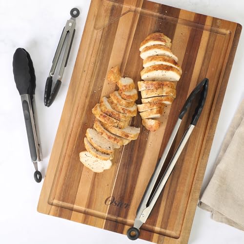 Oster 3-Piece Kitchen Tongs Set – 12", 9", 7" Locking Tongs with Heat-Resistant Nylon Tips and Stainless Steel Handles, Nonstick Safe, BPA-Free, Dishwasher Safe, Black Cooking Tongs - color: Baldwyn (3pc Tong Set)