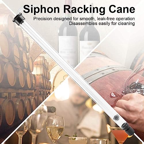 Auto Siphon Racking Cane, 14 Inch Fast Flow Wine Beer Siphon Kit Homebrew | Filter Head Helps Keep Lees Out | Clear Tube Shows Flow And Sediment | 14 Inch Reach Fits Carboys Fermenters And Aquariums