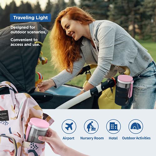 YOTIME Travel Bottle Brush Set, 6in1 Bottle Cleaning Kit with Silicone Bottle Brush, Nipple Cleaner Brush, Straw Brush, Soap Dispenser, Bottle Drying Rack and Storage Box, Pink - color: Pink
