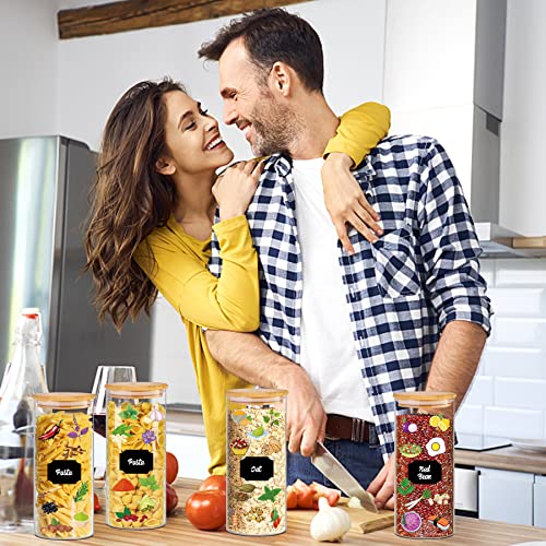 BGraceyy 32 oz 8 Pcs Glass Jars with Bamboo Lids, Stackable Clear Food Storage Jars, Airtight Kichen Glass Pantry Storage Containers with Lids for Rice, Candy, Sugar, Flour, Nuts, Cookie, Coffee Bean - size: 32 oz 8 pcs