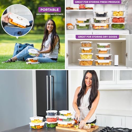 HOLDN’ STORAGE Vacuum Food Storage Containers, Set of 6 Glass Containers & Electronic Pump - Keep Food Fresh Longer, BPA-Free Glass, Leak-Proof, Ideal for Meal Prep, Marinating - size: Set of 6: Electronic Pump