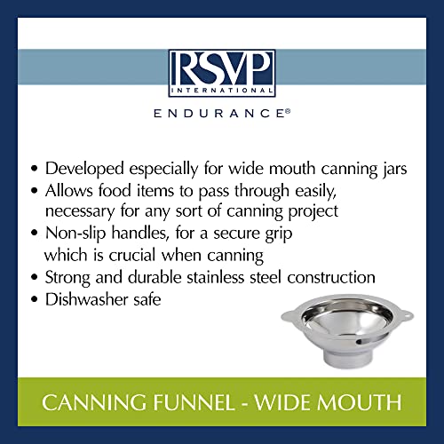 RSVP International Endurance Canning Collection Non-Reactive 18/8 Stainless Steel, Dishwasher Safe, Funnel, Wide Mouth, 2-3/4" - size: Funnel, Wide Mouth, 2-3/4"