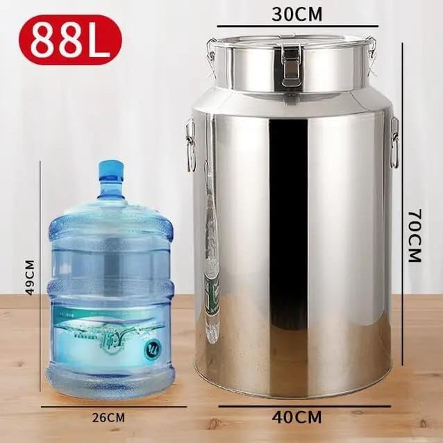 Oil Barrel Wine Barrel Liquid Storage Container, Milk Transport Can Milk Tank Fermentation Tank Sealed Barrel, Stainless Steel with Funnel(88L) - size: 88L