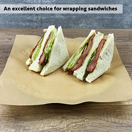 CAMKYDE Deli Paper Sheets 12" X 12" 100PK, Grease Proof Sandwich Wrapping Paper - color: Kraft