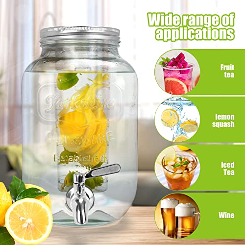 DD&HAPP Glass Drink Dispensers For Parties.1.2 Gallon Beverage Dispensers With Stand And Stainless Steel Spigot.Party Drink Dispenser For Punch,Iced Tea,Ideal for Weddings,Events,Buffet&Home Use. - size: 1.2 Gallon Double With Stand
