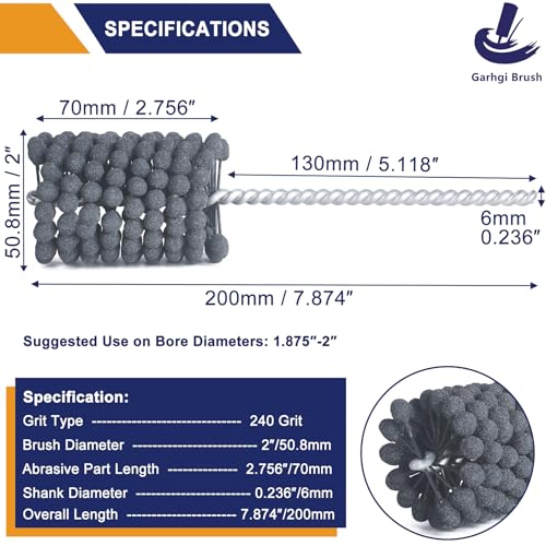Garhgi 2 Inch (50.8mm) Cylinder Hone Tool, Flexible Resilient 240 Grit Ball | Silicon Carbide for Engine Brake Rotors Cylinders Camshaft Bearings Piston Rings Surface Finishing Crosshatching Deglazing - size: 2.000"(50.8mm), style: 240 Grit