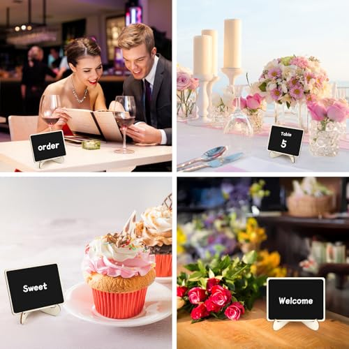30 Pack Mini Chalkboard Signs, Food Labels for Party Buffet, Small Wooden Chalk Board Signs with Easel Stand & Markers, Wedding Place Cards for Table Setting or Numbers, Event Decor (Rectangular) - style: Rectangular