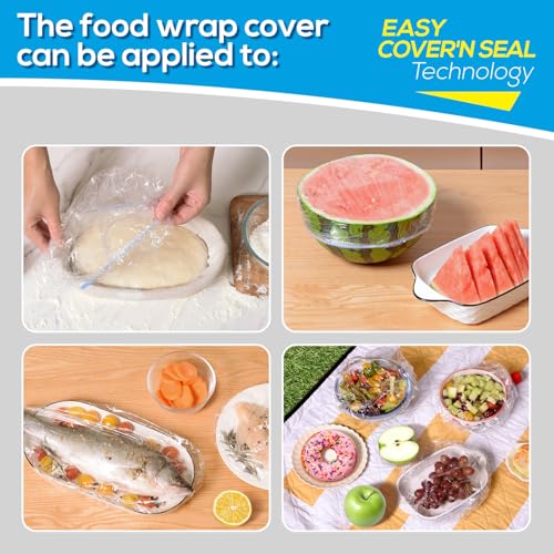100PCS 12Inch Bowl Covers for Sourdough Bread Proofing | Outdoor Picnics,BPA-Free Plastic,Elastic Stretch Food Storage Lids,Meal Prep,Fresh Keeping,Shower Cap,Hair Deep Conditioning - color: 12Inch-100pcs