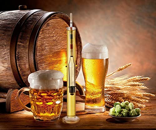 Triple Scale Hydrometer for Home Brewing Beer, Wine, Mead and Kombucha with Glass Test Jar Acessories Storage Box