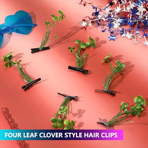 30 Pcs Bean Sprout Hair Clips Rave Mixed Style Plant Hairpins Hair Accessories for Party Irish(Clover) - style: Clover