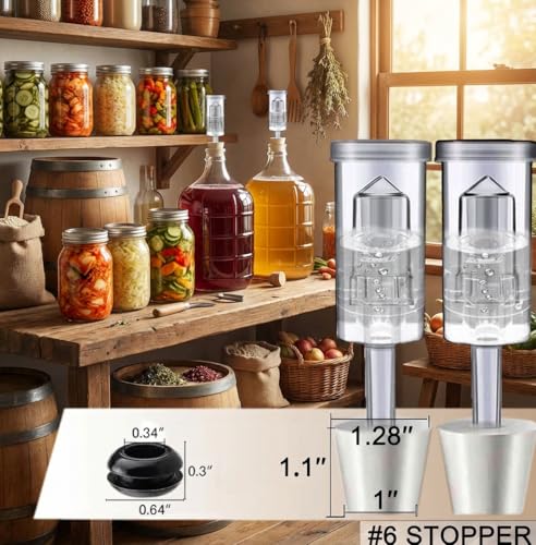 3-Piece Airlock 5-Pack with 5PCS #6 Stoppers, 5pcs Silicone Loops & 10PCS Grommets – Complete Fermentation Kit for Home Brewing Beer, Wine, Kombucha, Sauerkraut, Kimchi & More