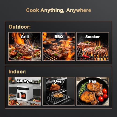 Wireless Meat Thermometer Digital - 800FT Stable Bluetooth Food Thermometer for Cooking, NIST 0.5F Accuracy, Wireless Meat Probe for Kitchen Grill BBQ Oven Smoker