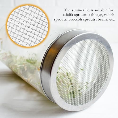 10Pcs Stainless Steel Screen Filter Strainer Lid for 82mm Wide Mouth Mason Jar, Sprouting Lids, Mason Jar Sprouting Lids