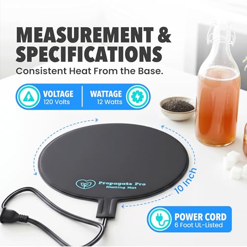 Brewing & Fermentation Heat Pad with Heating Thermostat - 10" Sourdough Starter Warmer Mat, Beer & Wine Fermenting - Heating Mat for Kombucha Jar, Carboy, Glass Jar, Fermentors with Heater Temp Strip - size: 10" Heat Mat + Heating Thermostat