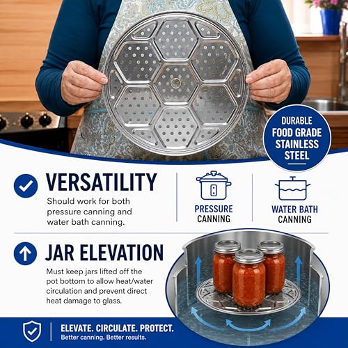 Supa Ant 10.8in Canning Rack for Pressure Canner (3pcs) - Stainless Steel, Stackable & Heavy-Duty Rack with Base - Universal Fit, Compatible with Supa Ant, Presto, All American & More - style: Canning Rack