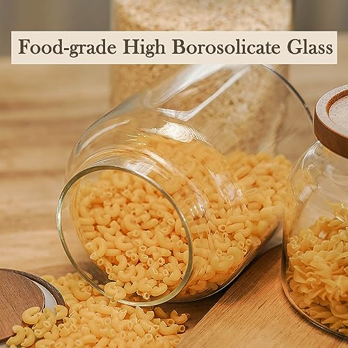 Labina Glass Storage Container Airtight Food Jars Kitchen Canister with Wood Lids, 60 Oz Wide Mouth Pantry Organization Glass Jar for Flour, Sugar, Cookie, Spagetti, Nuts and Candy - size: B3: 60 Oz 1 pcs