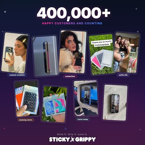 StickyGrippy Suction Phone Case Mount, Sillicon Adhesive Phone Accessory for iPhone and Android, Hands-Free Fidget Toy Mirror Shower Phone Holder, Tiktok Videos and Selfies (Bubble Gum) - color: Bubble Gum