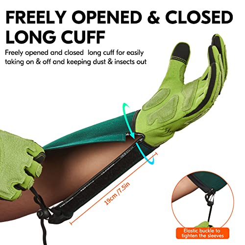 Vgo... Gardening Gloves Ladies,Safety Work Gloves,Long Sleeves Gauntlet,Puncture Proof,Touchscreen(Size S,Light green,SL7477) - color: 1 Pair - Spring Green, size: Women's Small