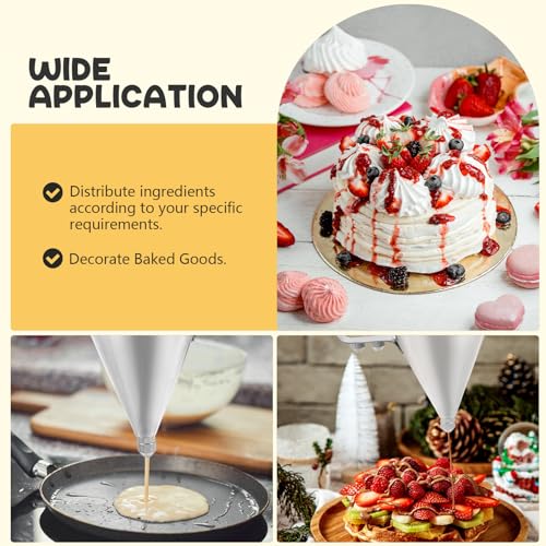 MYFULLY Confectionery Funnel with Stand | Stainless Steel Commercial Grade Cake Decorating Tool with Three Nozzles for Commercial Home Use