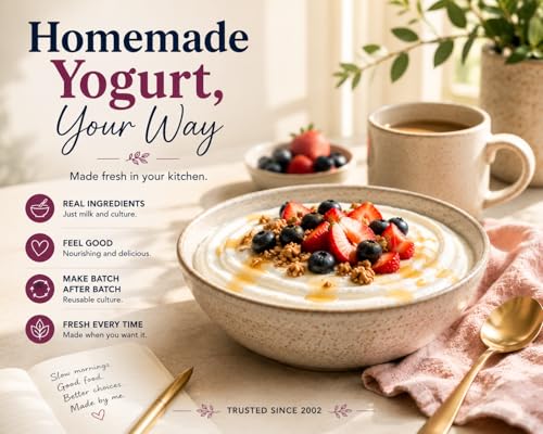 Cultures for Health Greek Yogurt Starter Culture | 2 Packets Dehydrated Heirloom Style DIY Probiotic Yogurt | Delicious for Smoothies, Granola and Berries, Tzatziki, Soup, & Other Healthy Snacks