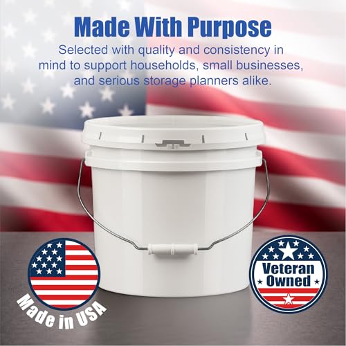 ePackageSupply 3.5 Gallon Bucket, Food Grade w/Lid BPA-Free, 1 Pack/White | Airtight Gasketed Tear Strip Lid, Heavy-Duty 90 Mil HDPE Plastic Pail, Bulk Storage, Food Safe Durable Container, Made in USA - size: 1 Pack
