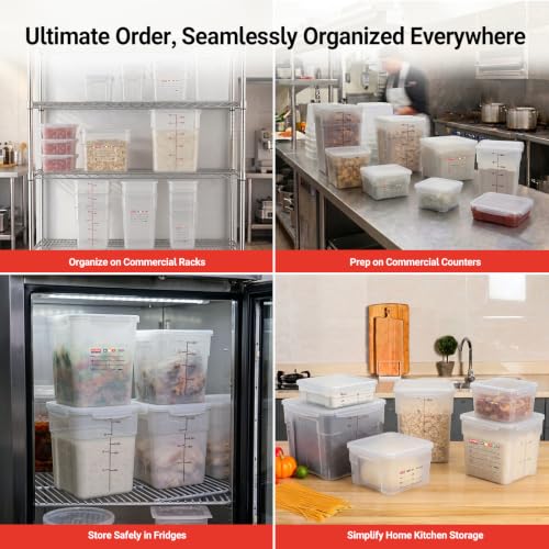 2 Pack Airtight Commercial Food Storage Container Set, 2 QT & 4 QT BPA-Free Translucent Polypropylene, Stackable, Gold Scale Markings for Spices & Coffee Beans, Tall Model - size: 2(QT)+4.0(QT)-Tall