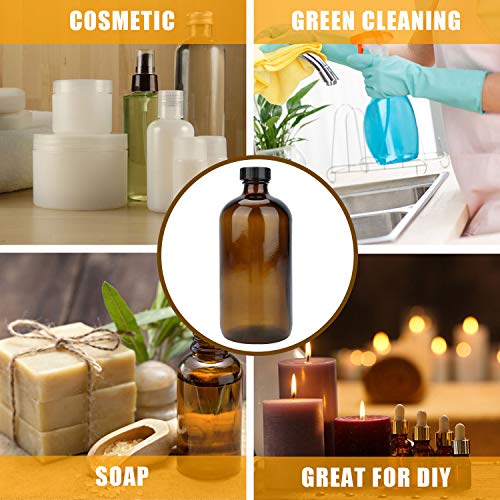 Maredash 16oz Glass Bottles, 12 Pack amber Glass Storage Bottles Sets with Lids,Amber Glass Bottle,Brown glass bottles