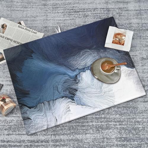 Black Blue Grey White Dish Drying Mat Royal Gray Modern Art Abstract Drying Rack Pad Countertop Dishes Ultra Absorbent Microfiber Kitchen Counter Mat 18x24 Inch - color: Blue White