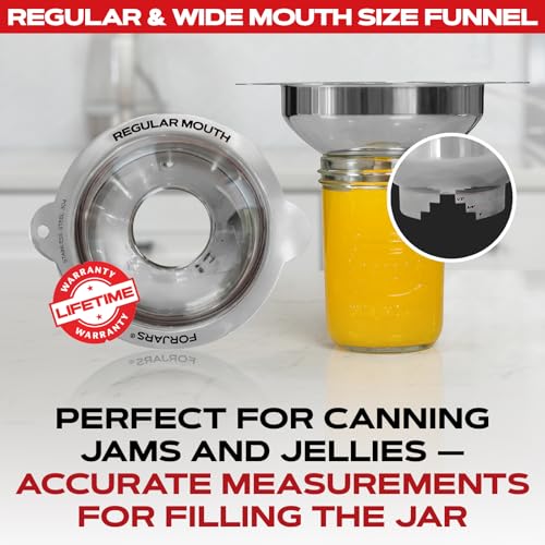 FORJARS Canning Funnel Set - with Strainer for Wide and Regular Mason Jars and Food Funnels for Transferring Oils - Durable, Small, Stainless Steel Kitchen Funnel Set - Canning Supplies Kit