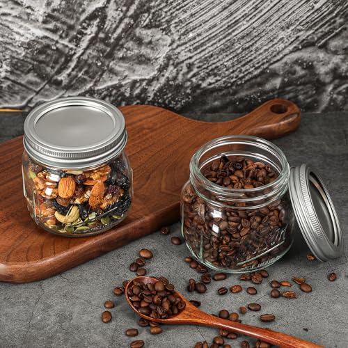 Ieavier 12PCS Wide Mouth Mason Jars 16oz with Airtight Lids and Bands, Canning Jars with Crystal Glass for Food Storage, Spice Jars, Canning, DIY Projects, Jam, Jelly, Honey, Preserving, Drinking - color: 16oz-12pack